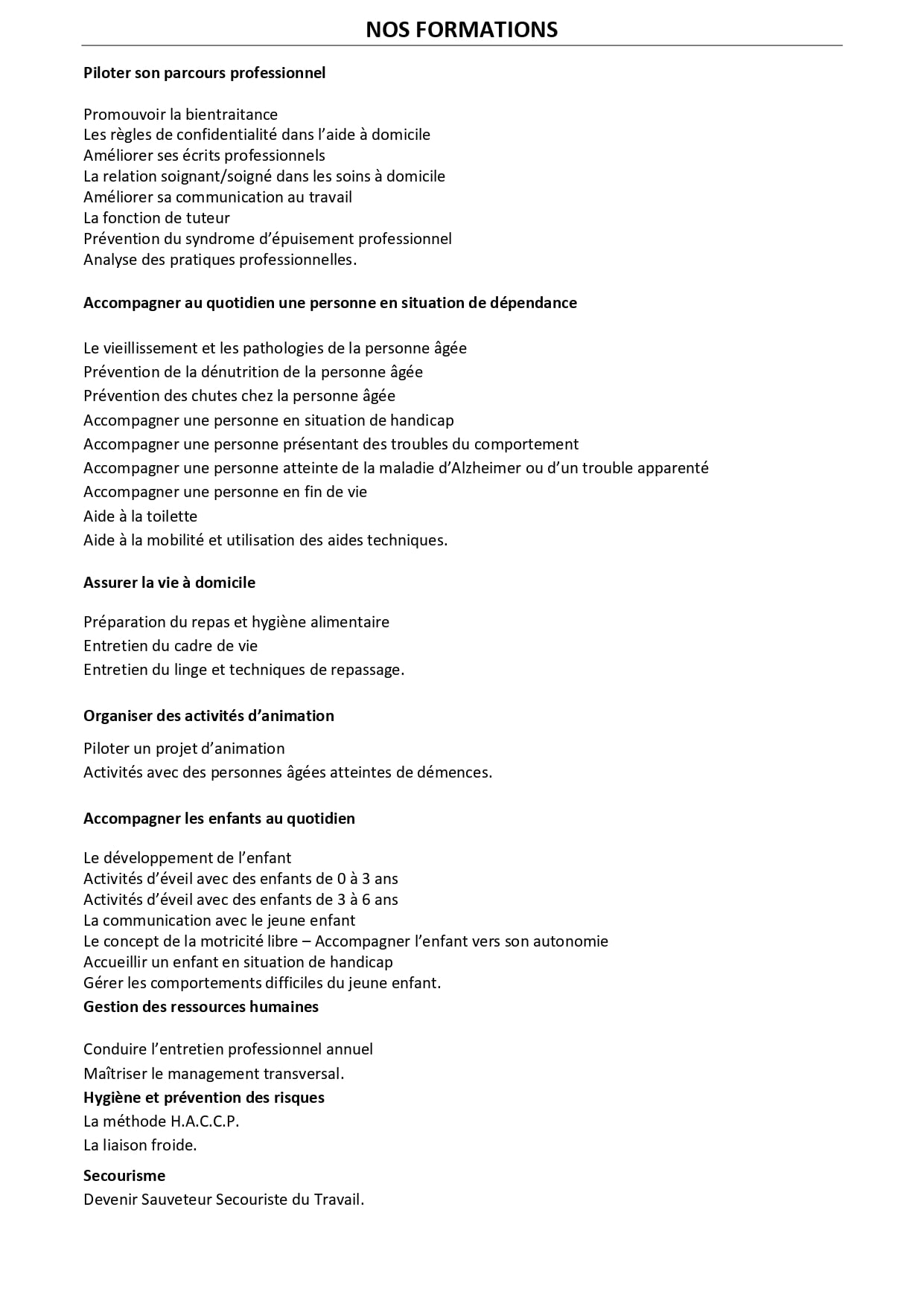 Nos formations